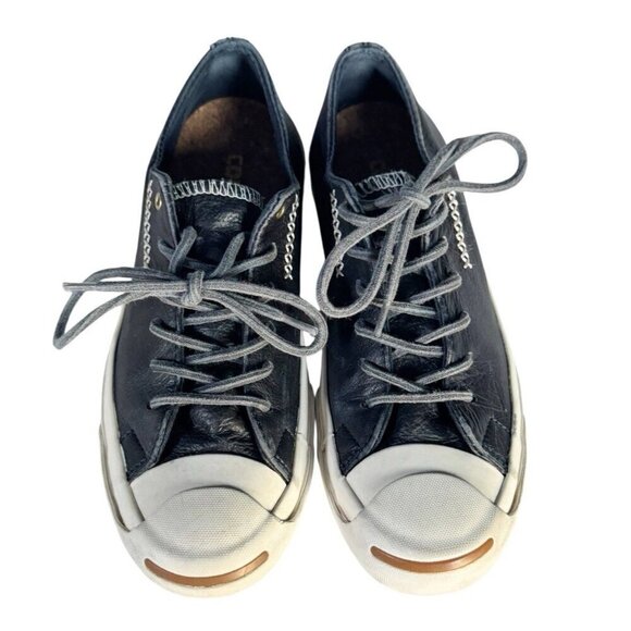 Converse Jack Purcell Cross Stitch Blue Leather Sneakers Womans Sz 6.5 Cork Sole - Picture 2 of 12